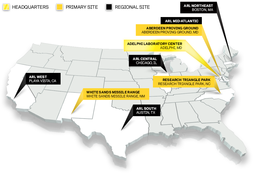 Map of DEVCOM ARL locations